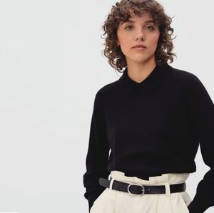 Everlane Collared Black 100% Cashmere Sweater